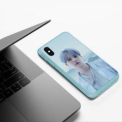 Чехол iPhone XS Max матовый MIN YOONGI BTS YET TO COME, цвет: 3D-мятный — фото 2