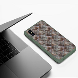 Чехол iPhone XS Max матовый Старый потертый деревянные паркет, цвет: 3D-темно-зеленый — фото 2