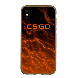 Чехол iPhone XS Max матовый Counter Strike cs go молнии, цвет: 3D-коричневый