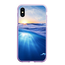 Чехол iPhone XS Max матовый Грань между небом и водой, цвет: 3D-сиреневый