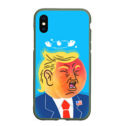 Чехол iPhone XS Max матовый Дональд Трамп и Твиттер