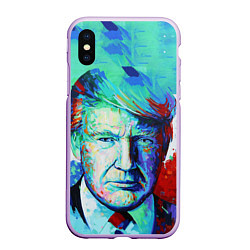 Чехол iPhone XS Max матовый Дональд Трамп арт, цвет: 3D-сиреневый