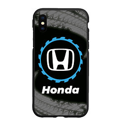 Чехол iPhone XS Max матовый Honda в стиле Top Gear со следами шин на фоне