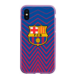 Чехол iPhone XS Max матовый FC BARCELONA зигзаги, цвет: 3D-фиолетовый