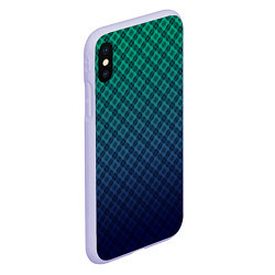 Чехол iPhone XS Max матовый Клетчатый узор на сине-зеленом градиентном фоне, цвет: 3D-светло-сиреневый — фото 2