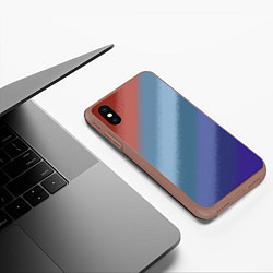 Чехол iPhone XS Max матовый Полосатый коричнево-голубой паттерн, цвет: 3D-коричневый — фото 2