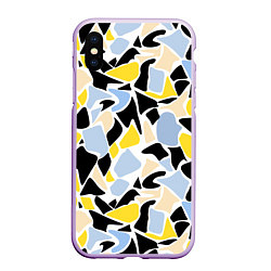 Чехол iPhone XS Max матовый Абстрактный узор в желто-голубых тонах на черном ф