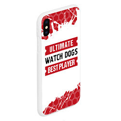 Чехол iPhone XS Max матовый Watch Dogs: красные таблички Best Player и Ultimat, цвет: 3D-белый — фото 2