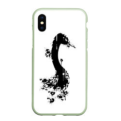 Чехол iPhone XS Max матовый Черный лебедь - силуэт кляксами