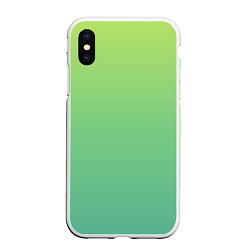 Чехол iPhone XS Max матовый Shades of Green GRADIENT, цвет: 3D-белый