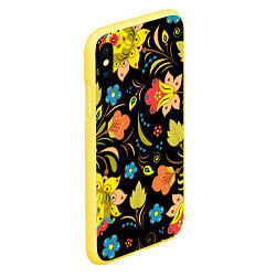 Чехол iPhone XS Max матовый Русские узорыХохлома, цвет: 3D-желтый — фото 2