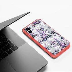 Чехол iPhone XS Max матовый Цветы Серый Букет, цвет: 3D-красный — фото 2