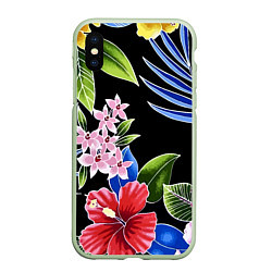 Чехол iPhone XS Max матовый Floral vanguard composition Летняя ночь Fashion tr, цвет: 3D-салатовый