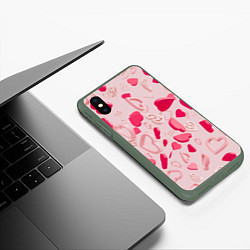 Чехол iPhone XS Max матовый 3D hearts, цвет: 3D-темно-зеленый — фото 2