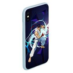 Чехол iPhone XS Max матовый Рю-Street Fighter, цвет: 3D-голубой — фото 2