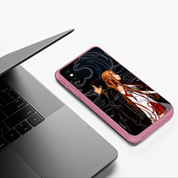 Чехол iPhone XS Max матовый Кирито и Асуна - Sword Art Online, цвет: 3D-малиновый — фото 2