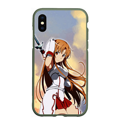 Чехол iPhone XS Max матовый Асуна Юки - Sword Art Online, цвет: 3D-темно-зеленый