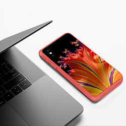 Чехол iPhone XS Max матовый Фрактал перо жар-птицы Абстракция, цвет: 3D-красный — фото 2