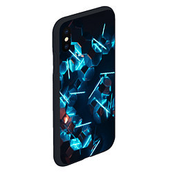 Чехол iPhone XS Max матовый Неоновые фигуры с лазерами - Голубой, цвет: 3D-черный — фото 2