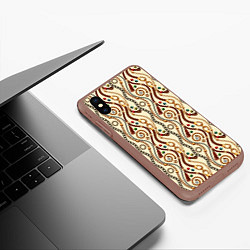 Чехол iPhone XS Max матовый Ремни и драгоценные камни, цвет: 3D-коричневый — фото 2