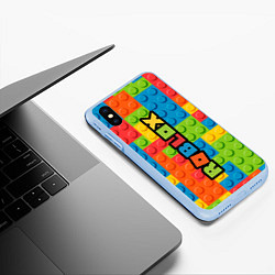 Чехол iPhone XS Max матовый Roblox Games, цвет: 3D-голубой — фото 2
