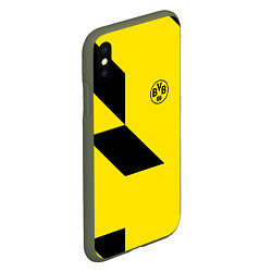 Чехол iPhone XS Max матовый Фк боруссия - fc borussia logo, цвет: 3D-темно-зеленый — фото 2