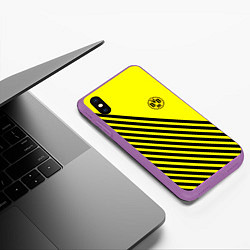 Чехол iPhone XS Max матовый Borussia черные полосы, цвет: 3D-фиолетовый — фото 2