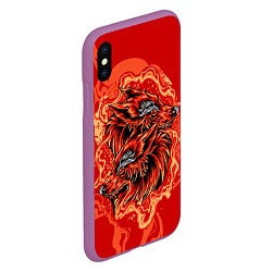 Чехол iPhone XS Max матовый Огненные лисы, цвет: 3D-фиолетовый — фото 2