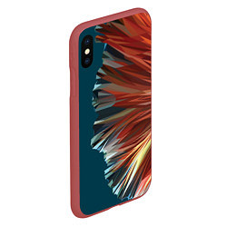 Чехол iPhone XS Max матовый Полигональные линии, цвет: 3D-красный — фото 2