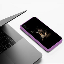 Чехол iPhone XS Max матовый Big cat Maine Coon, цвет: 3D-фиолетовый — фото 2