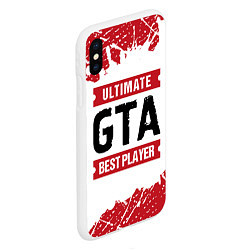 Чехол iPhone XS Max матовый GTA: красные таблички Best Player и Ultimate, цвет: 3D-белый — фото 2