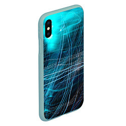 Чехол iPhone XS Max матовый Неоновые волны и линии - Голубой, цвет: 3D-мятный — фото 2