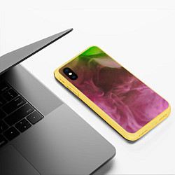 Чехол iPhone XS Max матовый Неоновый дым - Розовый и зелёный, цвет: 3D-желтый — фото 2