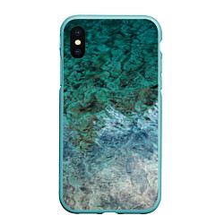 Чехол iPhone XS Max матовый Морской берег, цвет: 3D-мятный