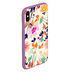 Чехол iPhone XS Max матовый Summer floral pattern, цвет: 3D-фиолетовый — фото 2