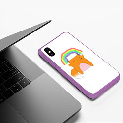 Чехол iPhone XS Max матовый Rainbow Fox, цвет: 3D-фиолетовый — фото 2