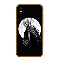 Чехол iPhone XS Max матовый Скелет скрипач под полной луной