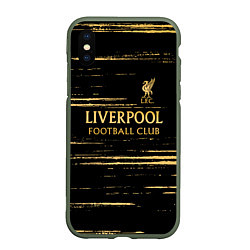 Чехол iPhone XS Max матовый Liverpool в золотом цвете