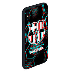 Чехол iPhone XS Max матовый Barcelona FC в стиле Glitch на темном фоне, цвет: 3D-черный — фото 2