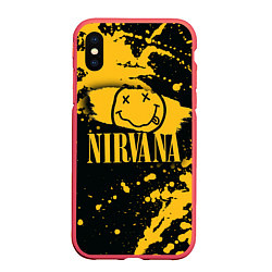 Чехол iPhone XS Max матовый NIRVANA логотип и краска