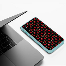 Чехол iPhone XS Max матовый Красные Божьи коровки на черном фоне ladybug, цвет: 3D-мятный — фото 2