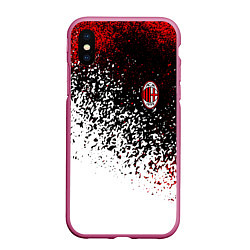 Чехол iPhone XS Max матовый Ac milan краска, цвет: 3D-малиновый