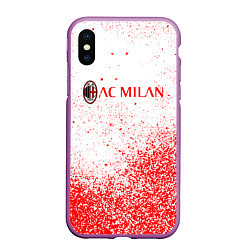 Чехол iPhone XS Max матовый Ac milan красные брызги, цвет: 3D-фиолетовый