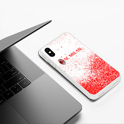 Чехол iPhone XS Max матовый Ac milan красные брызги, цвет: 3D-белый — фото 2