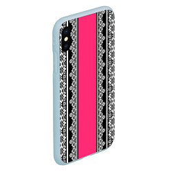 Чехол iPhone XS Max матовый Lace white Белое кружево, цвет: 3D-голубой — фото 2