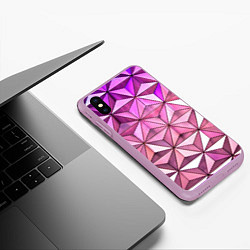 Чехол iPhone XS Max матовый Треугольная стена, цвет: 3D-сиреневый — фото 2
