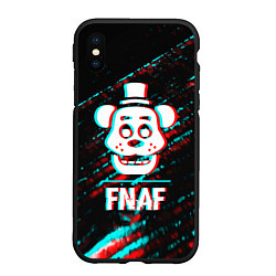 Чехол iPhone XS Max матовый FNAF в стиле Glitch Баги Графики на темном фоне