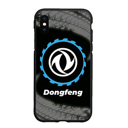 Чехол iPhone XS Max матовый Dongfeng в стиле Top Gear со следами шин на фоне