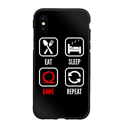 Чехол iPhone XS Max матовый Eat, Sleep, God of War, Repeat