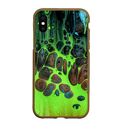 Чехол iPhone XS Max матовый Неоновый песок и камни - Зелёный